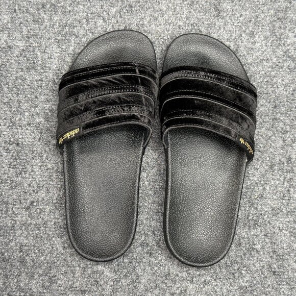 Adidas Adilette Slide Sandals Women's Size 8 Black Gold Metallic Summer Pool - Picture 8 of 11